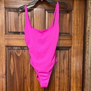Hurley Side lace one piece hot pink Large